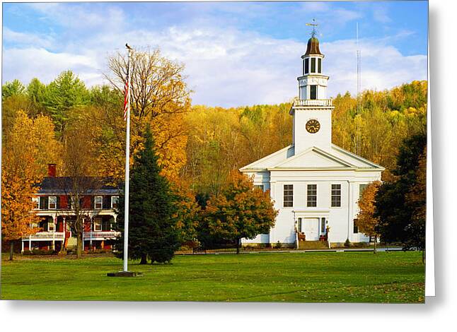 New York State American Landscape Rural Countryside New England Church Digital Art Greeting Cards
