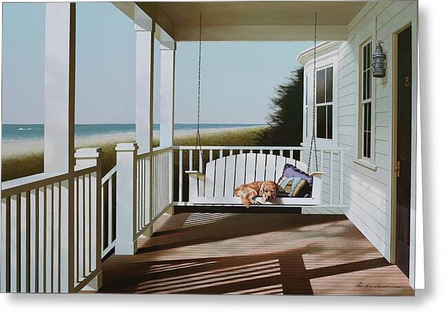 Lying On Porch Greeting Cards