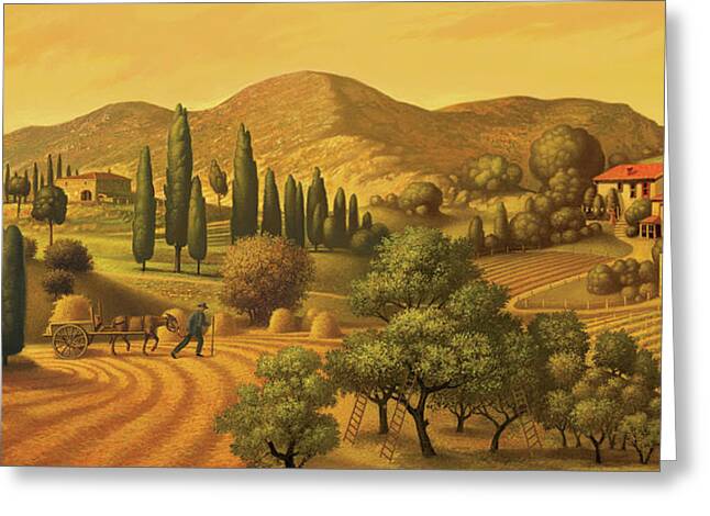 Landscape With Wagon Greeting Cards