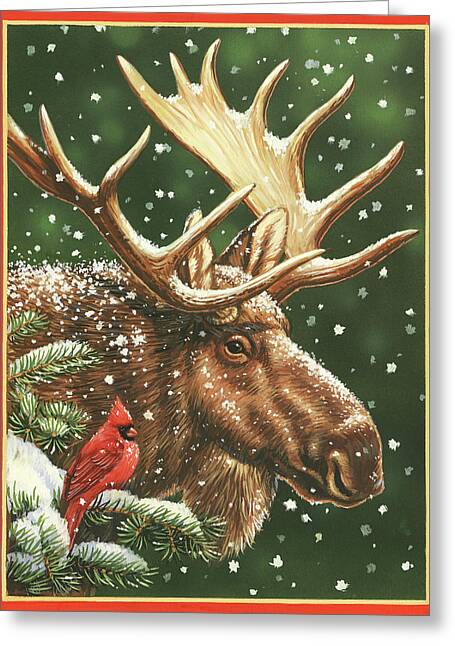 Log Cabin decor moose lover card Antlers Buffalo Plaid Moose Greeting Card checkered print Outdoor Woodsy cabin Red and Black Moose