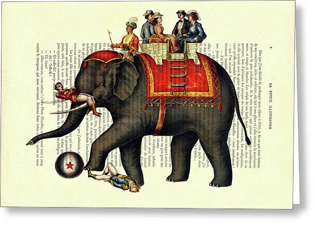 Klappkarte /Greeting card hübsche Elefanten im Indien Stil gemalt 