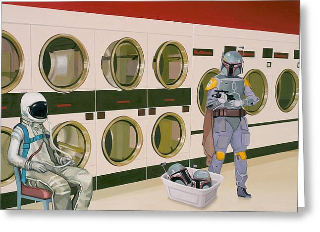 Laundromat Paintings Greeting Cards