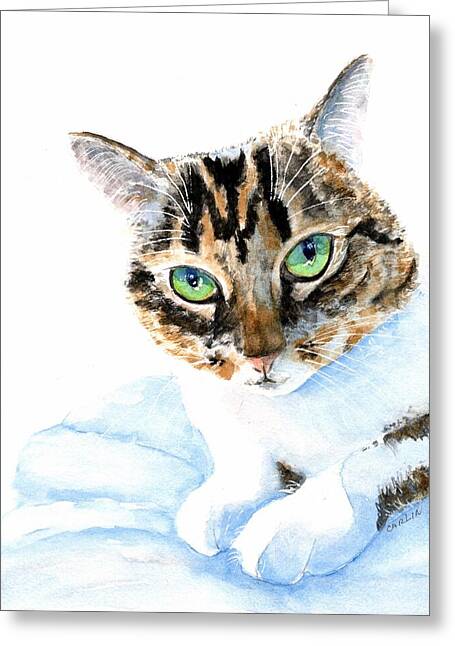 Original Oil Portrait Painting NORWEGIAN FOREST CAT Feline Kitten Artist Signed Artwork Art Brown Mackerel Tabby and White
