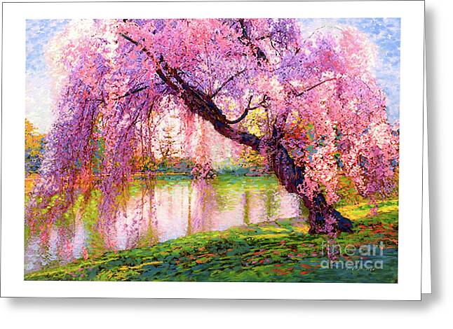 Oriental Cherry Tree Paintings Greeting Cards