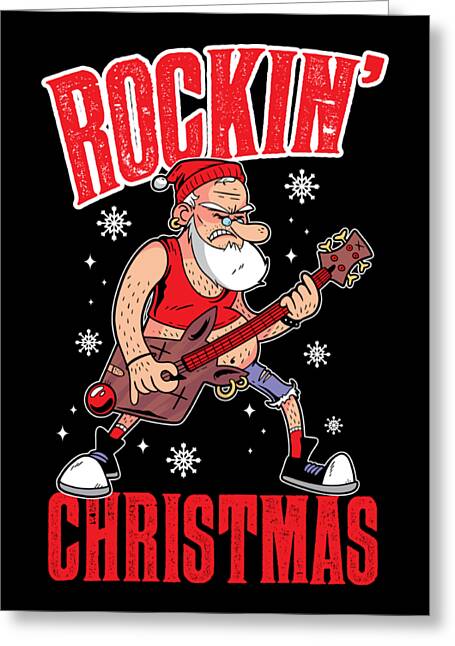 Christmas Rockin Holiday Guitar Band Music Gift Greeting Card