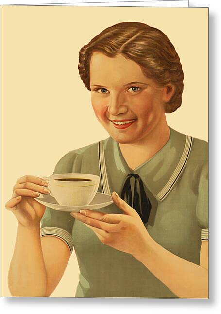 Coffee Drinking Digital Art Greeting Cards