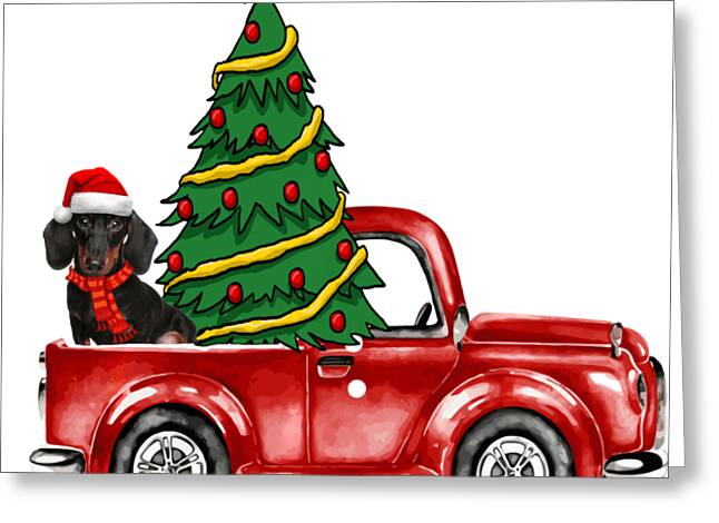 Christmas Holiday Greeting Cards 5 x 7 inches Set of 25 Dachshund Dog Driving a Christmas Vehicle 