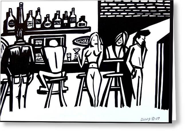 Neon Bar Stool Signs Paintings Greeting Cards