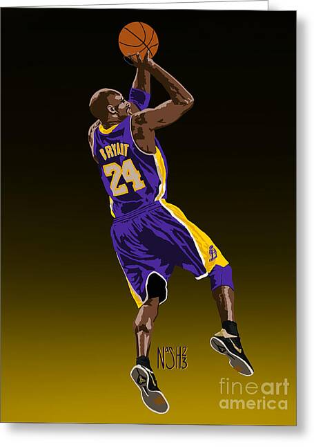 Kobe Bryant Digital Art Greeting Cards