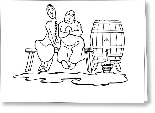 Wine Barrel Drawings Greeting Cards