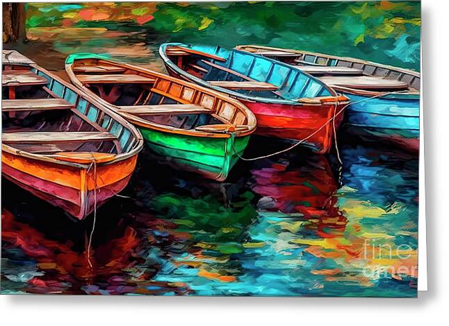 Colorful Canoes Greeting Cards