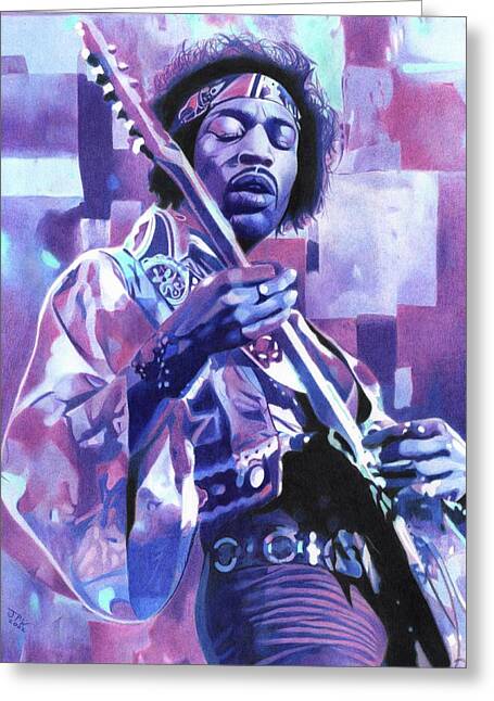Jimi Hendrix Drawings Greeting Cards
