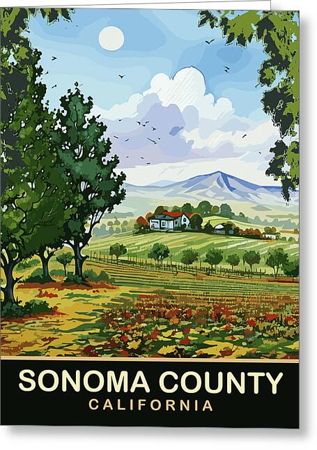 Sonoma County Vineyards Digital Art Greeting Cards