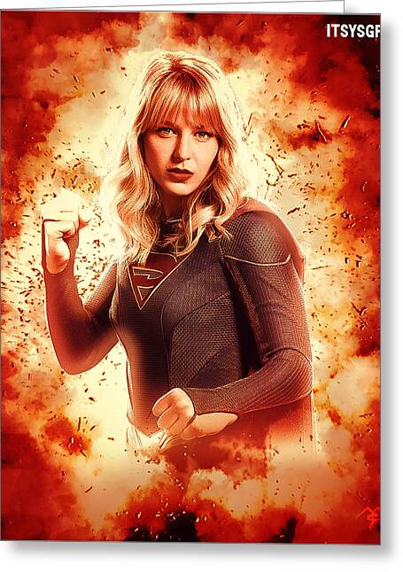 Supergirl Mixed Media Greeting Cards