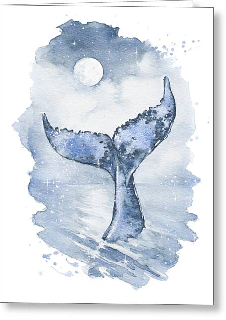 Whale Postcard-Thank You-Watercolor-Greeting Card-Hand Painted-Buckwal Art-Art Card