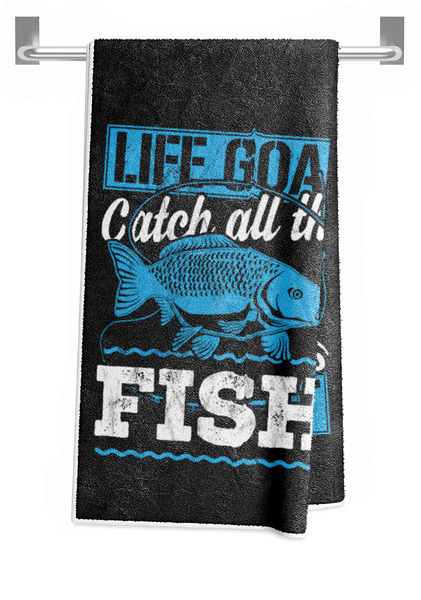 Life Goal Catch All The Fish Fun Fishing Bath Towel by Noirty