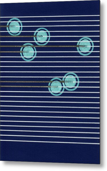 A Concentric Circle And Line Coded Fusion - 21 Metal Print