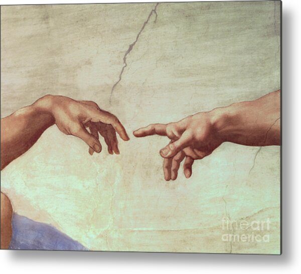 Detail From The Creation Of Adam Metal Print