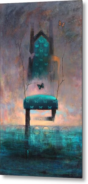 Mystical Chair with Butterflies Metal Print