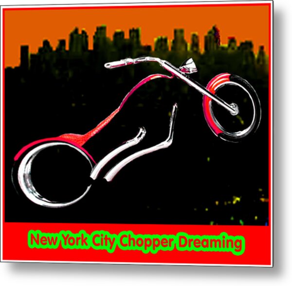 New York City Chopper Dreaming Red Jgibney The Museum Zazzle Gifts Fa Metal Print by The MUSEUM Artist Series jGibney