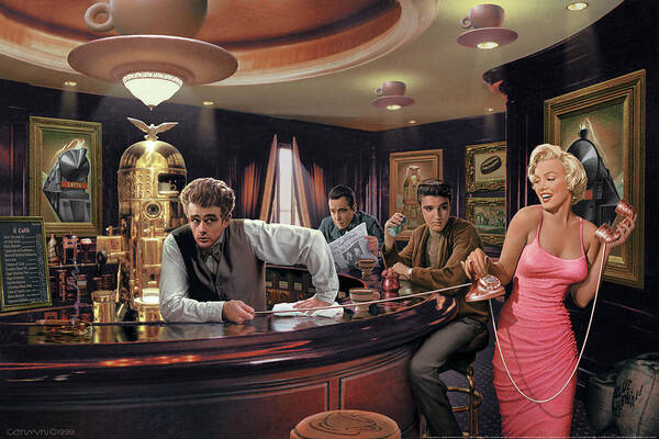 Marilyn Monroe and Icons in a Bar Poster
