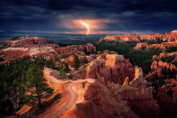 Poster featuring the photograph Lightning Over Bryce Canyon by Stefan Mitterwallner