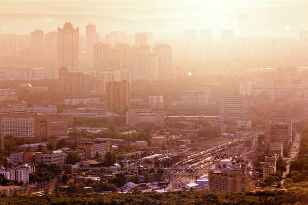 Moscow Cityscape In Sunset Light Poster by Mordolff