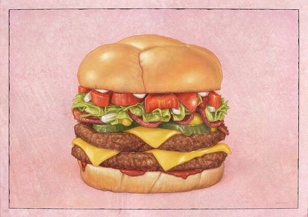 Poster 19" x 13" Cheeseburger Burger Cheese Bun 