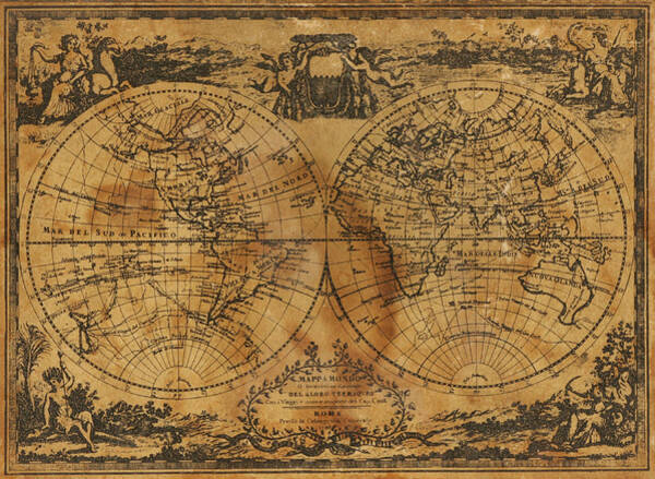 World Map 17th Century Art A0 A1 A2 A3 A4 Poster de fotos satinado p11664h Ancient World Map