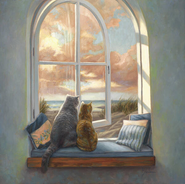 Cats Watching the Sunset Poster