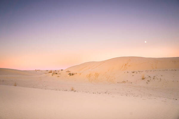 Moon And Sand Dune In Twilight Art Print
