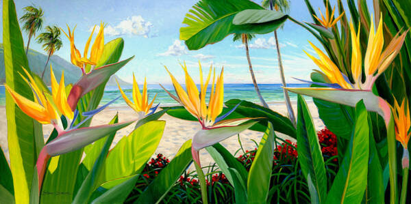 Wall Art - Painting - Birds of Paradise by Steve Simon
