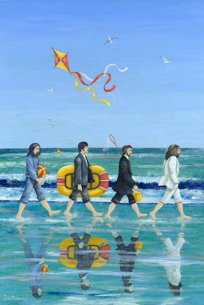 The Beatles at the Beach Wall Art