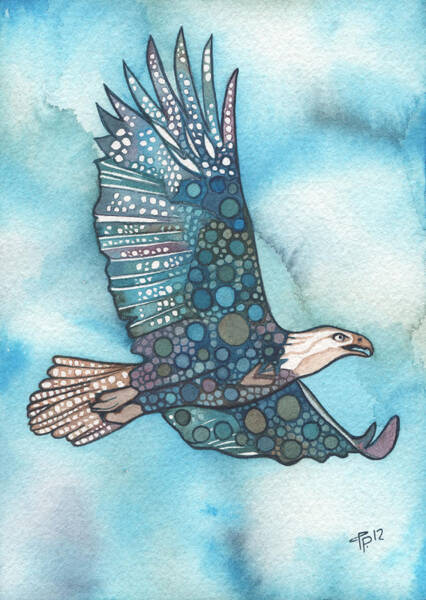 Eagle in Flight with Patterned Wings Wall Art