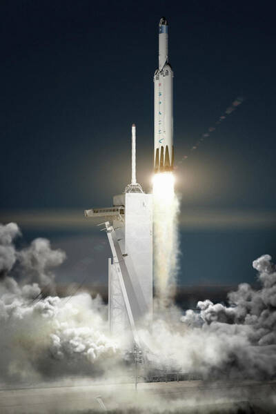 Falcon Heavy Rocket Launch By Spacex Art Print