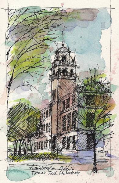 Wall Art - Mixed Media - Texas Tech Administration Building by Tim Oliver