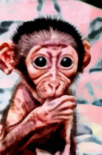  Digital Art - Baby Monkey Realistic by Catherine Lott