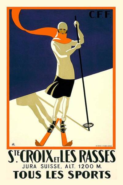 Wall Art - Mixed Media - Ste Croix et Les Rasses - Tous Les Sports - Retro travel Poster - Vintage Poster by Studio Grafiikka