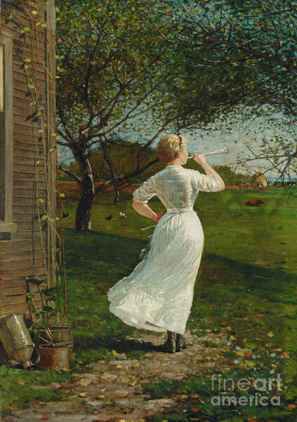 Blowing the Horn at Seaside Wall Art