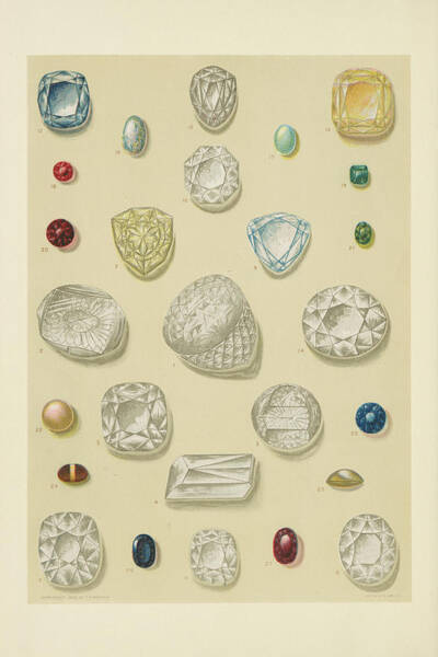 Minerals Watercolor Alphabet Art Print Gemstone Painting Crystal
