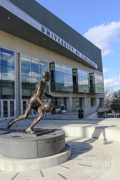 Oscar Robertson Statue In Front Of University Of Cincinnati Fifth Third Arena  9348 Art Print