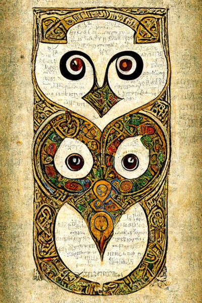 Owl, In The Style Of Book Of Kells, 01 Art Print