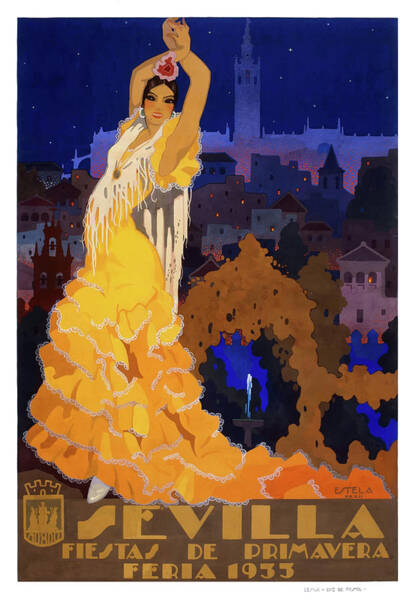 ABLERTRADE 1954 Feria de Sevilla Fair of Seville Espagne Affiche Vintage en métal 20 x 30 cm