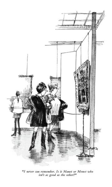 Wall Art - Drawing - I Never Can Remember. Is It Manet Or Monet Who by Charles Saxon