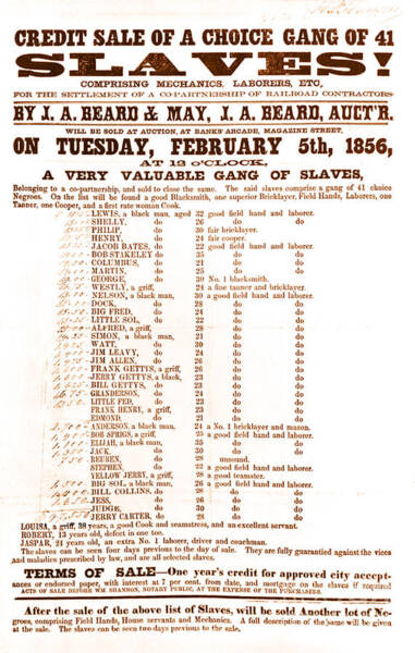 Slave Auction Notice #1 Art Print