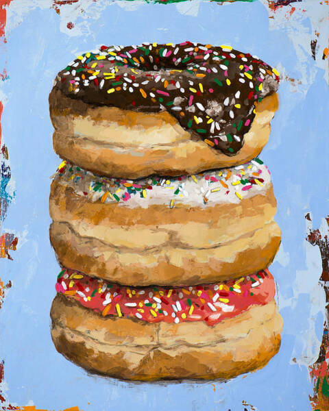 Stack of Colorful Donuts Art Print