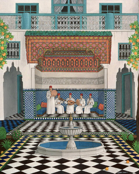 Illustration Riad blue/Marrakech/Riad/Morocco/Travel illustration/Art printing/Birthday gift/Christmas gift/Wall decoration/Home