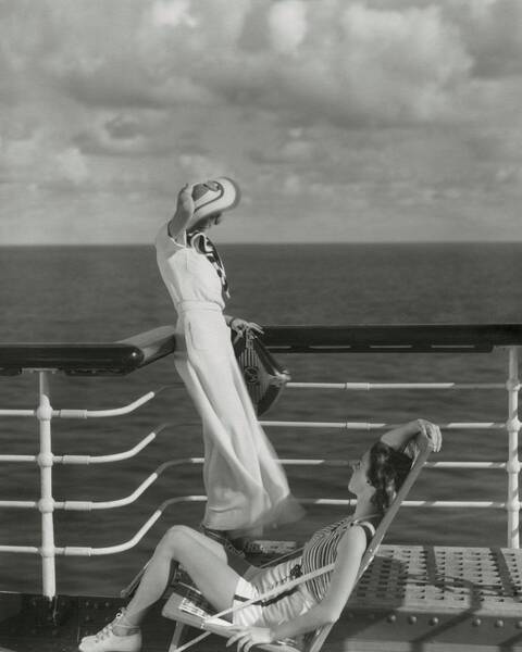Wall Art - Photograph - Two Models On The Deck Of A Cruise Ship by Edward Steichen