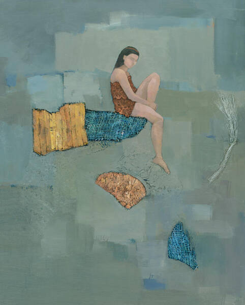 Seated Woman on Abstract Landscape Art Print