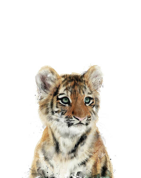 Tiger Painting Animal Original Art Nursery Wall Art Tiger Cub Artwork Square 12 by 12 by Sedova Original Art